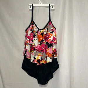 colorful floral Rose Marie Reid one piece swimsuit size 14